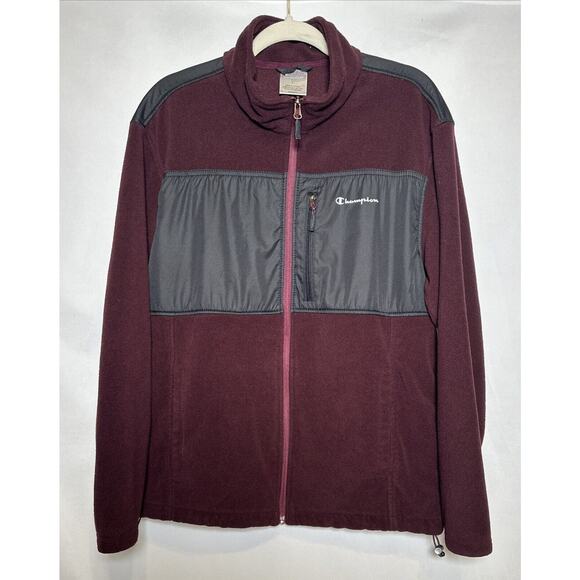 Champion Performance Men’s Maroon & Black Zip Up Fleece Jacket Size Large - Picture 1 of 7
